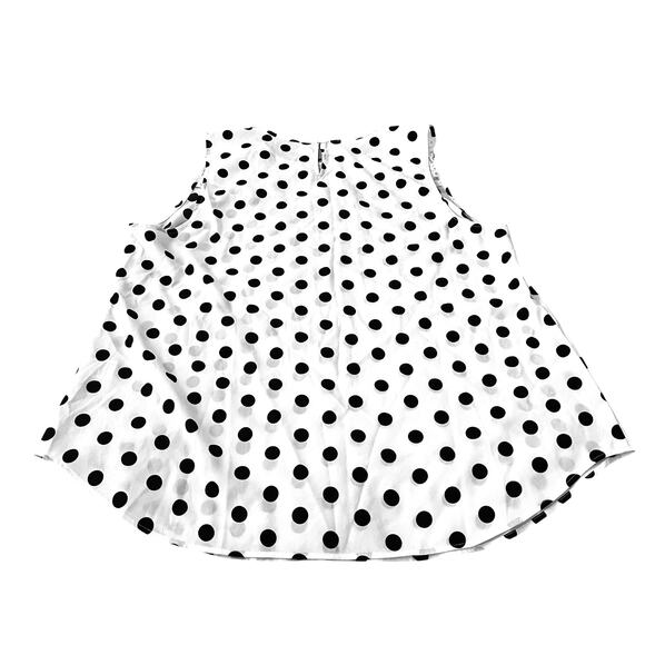 NO MFG. TAG SLEEVELESS PULL-OVER RND NECK BLOUSE, WOMEN-XL-WHITE/BLACK POLKA DOT - Picture 4 of 10